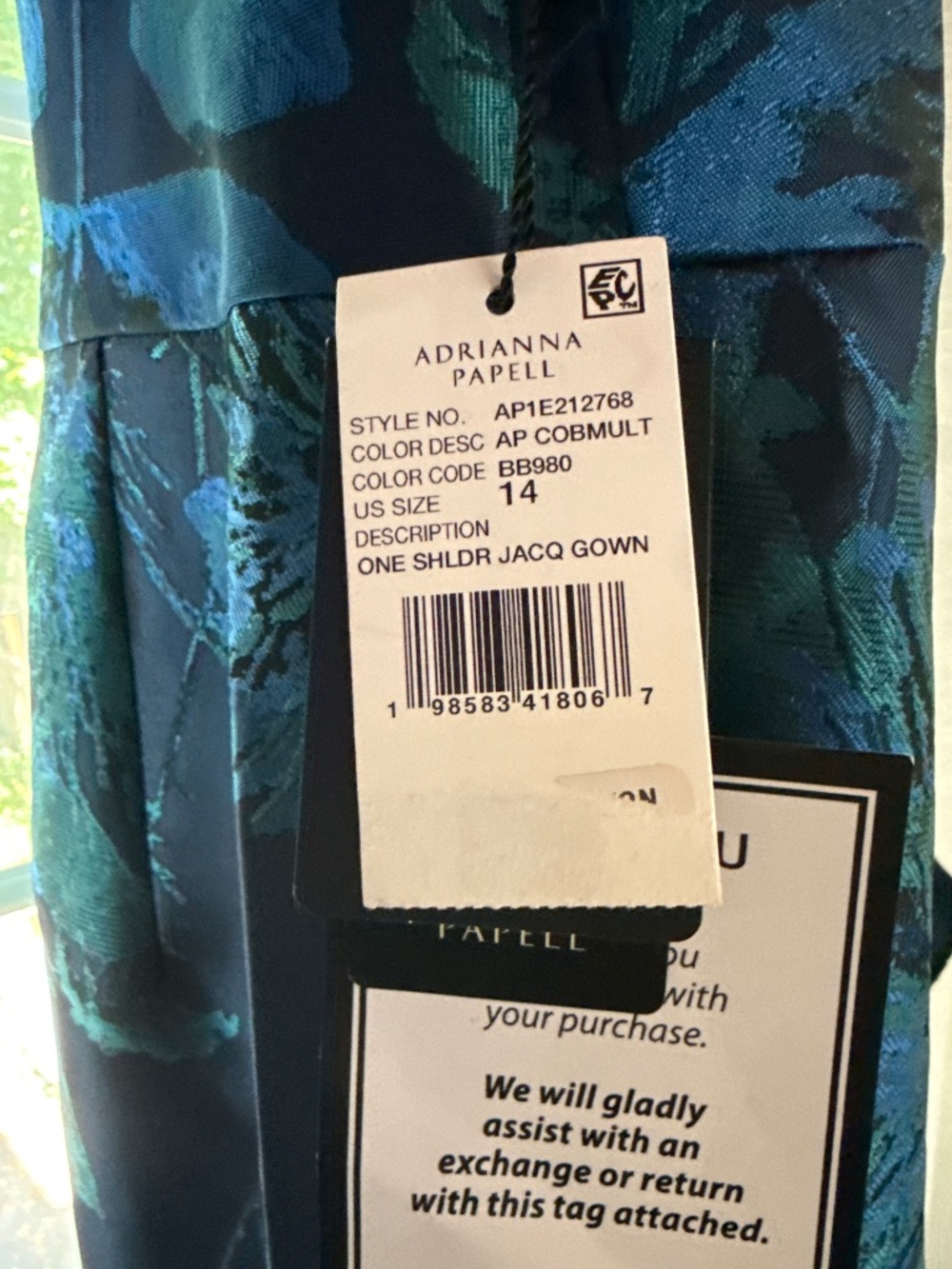 NWT One shoulder gown